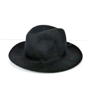 Banana Republic Black Wool Felt Wide Brim Hat M/L Boho Minimalist Witch NWT